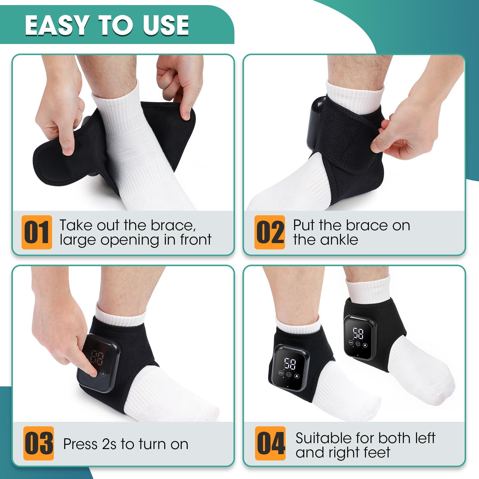 Electric Foot Wrist Ankle Massager for Pain Relief Ankle Heating Pad with Massage Ankle Massager for Circulation and Pain Relief Heated Ankle Brace Wrap USB Rechargeable Heated Brace with LCD Display