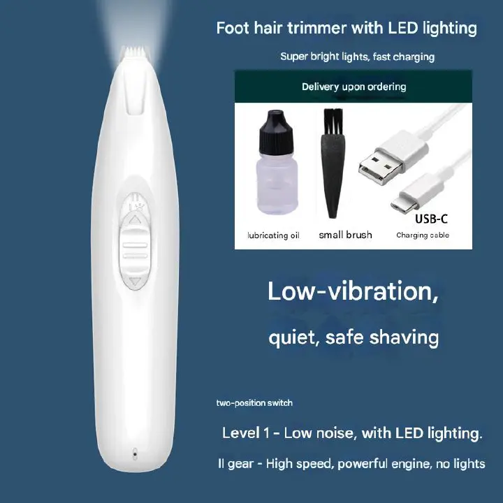 Professional Dog Car Grooming Clippers Cordless Low Noise LED Light Two Speed Adjustment Small Pet Hair Trimmer for Home Grooming Optional ABS Ceramic Stainless Steel Pet Electric Clipper For foots
