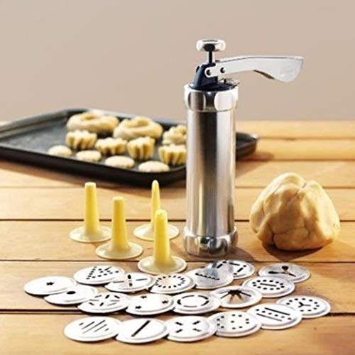 New Biscuit Maker with Assorted Accessories Set Biscuits Maker Press Machine Bakeware with 20 Cookies Molds 4 Nozzles for DIY Baking Biscuit Maker Cakes and Decoration