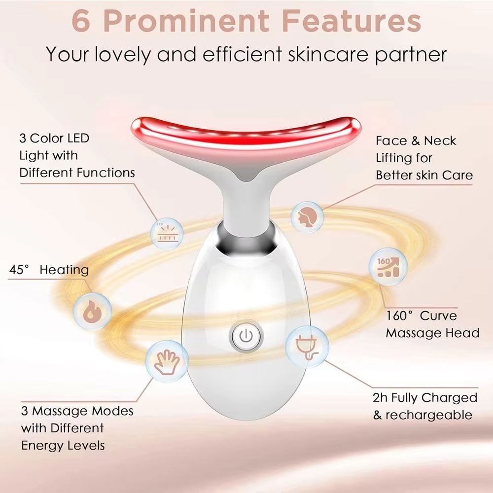Face Neck Tool for Skin Care Electric Neck Face Lifting Device for Wrinkle Removal Red Light Therapy for Face Neck Lifting And Firming Facial Massager Anti-Wrinkle 3/7 Color Light Skin Care Tool