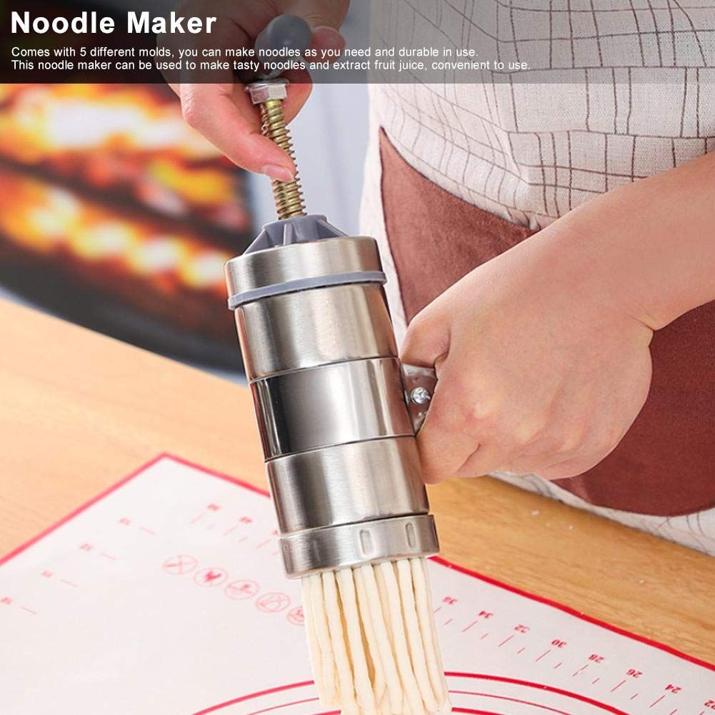 Stainless Steel Noodle Maker,Manual Pasta Machine Stainless Steel Pasta Maker Pasta Press Noodle Machine, kitchen Aid Asseccories Pasta Tools Stainless Steel Household Small Manual Noodle Pressing