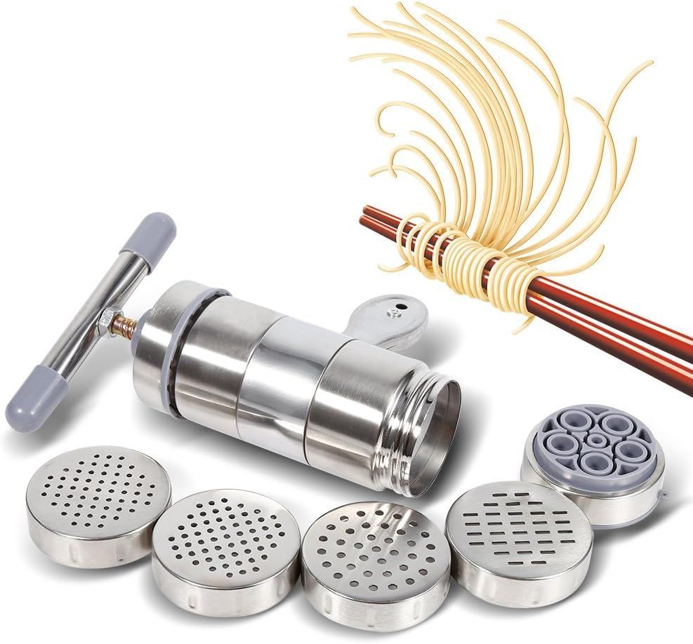 Stainless Steel Noodle Maker,Manual Pasta Machine Stainless Steel Pasta Maker Pasta Press Noodle Machine, kitchen Aid Asseccories Pasta Tools Stainless Steel Household Small Manual Noodle Pressing