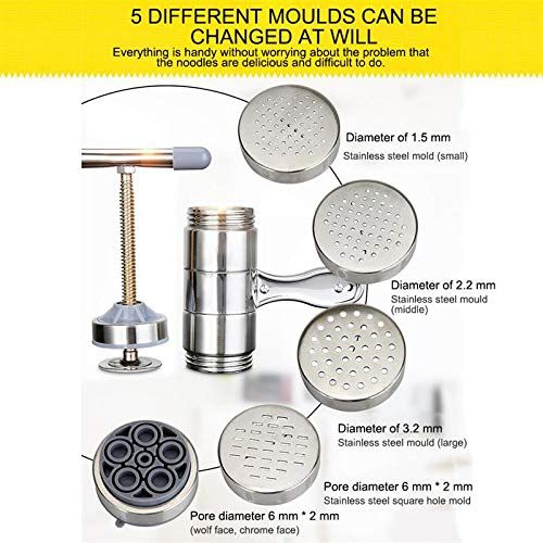 Stainless Steel Noodle Maker,Manual Pasta Machine Stainless Steel Pasta Maker Pasta Press Noodle Machine, kitchen Aid Asseccories Pasta Tools Stainless Steel Household Small Manual Noodle Pressing