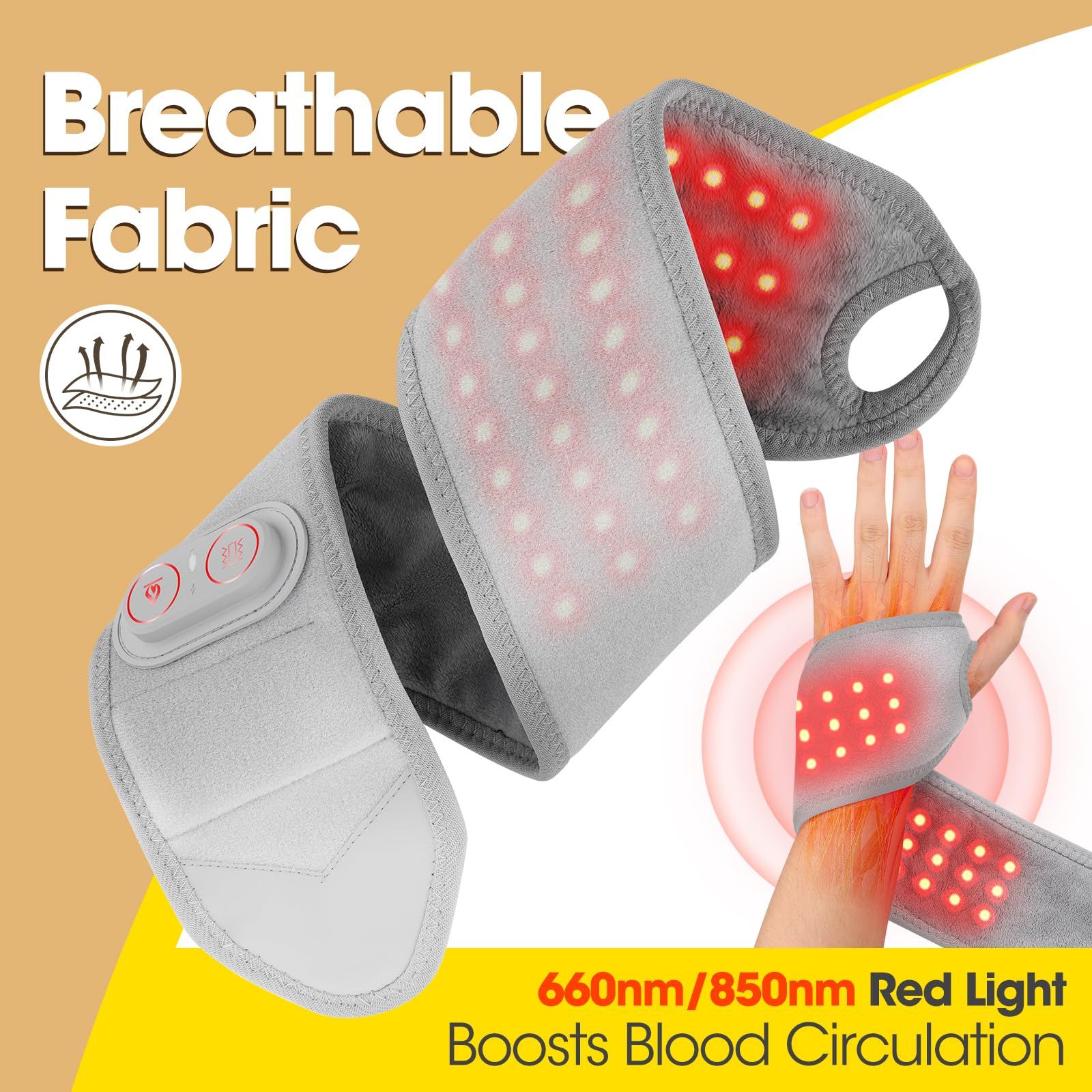 Multifunctional Heating Wrist Protector Massager Heat Health Care Device Cordless Heating Wrist Band Hot Compress Vibration Massage Belt for Hand/Ankle/Knee/Foot Joint Care Hot Therapy Best Gift