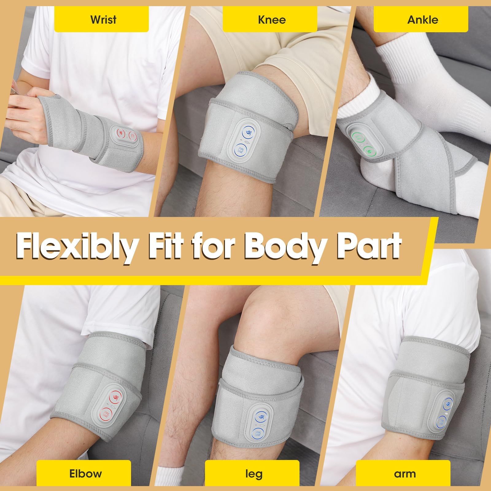 Multifunctional Heating Wrist Protector Massager Heat Health Care Device Cordless Heating Wrist Band Hot Compress Vibration Massage Belt for Hand/Ankle/Knee/Foot Joint Care Hot Therapy Best Gift