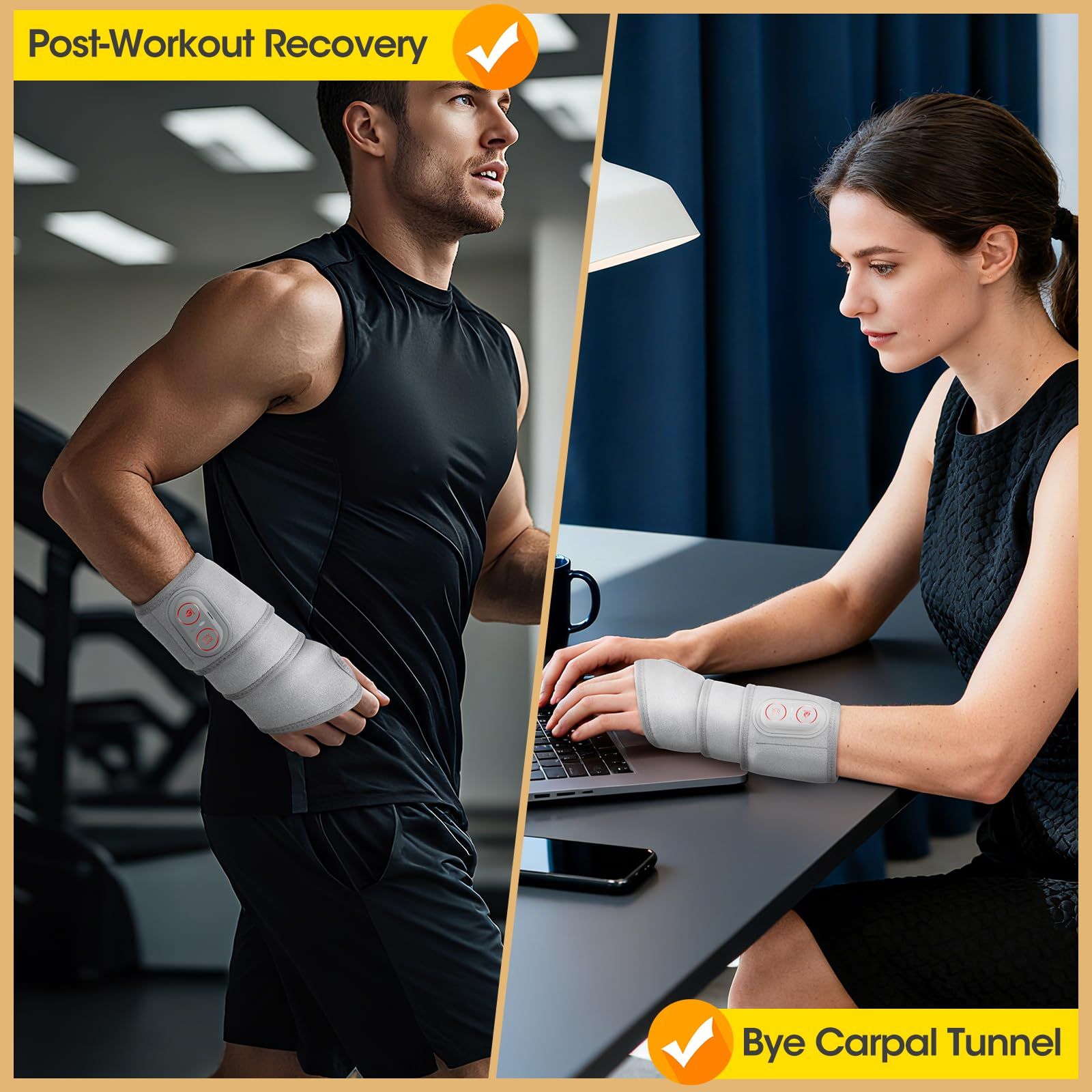 Multifunctional Heating Wrist Protector Massager Heat Health Care Device Cordless Heating Wrist Band Hot Compress Vibration Massage Belt for Hand/Ankle/Knee/Foot Joint Care Hot Therapy Best Gift