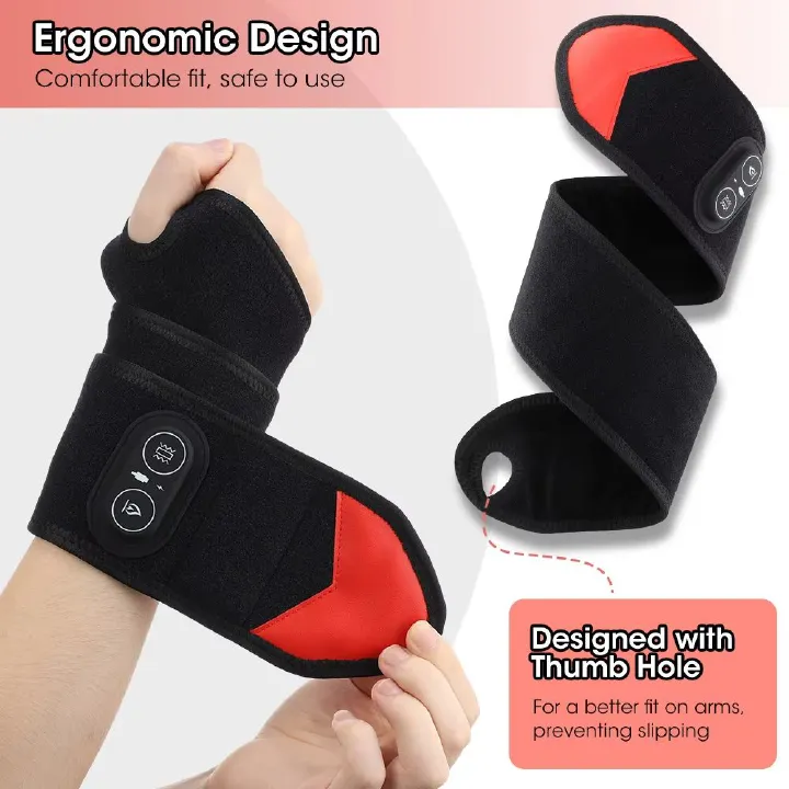 Multifunctional Heating Wrist Protector Massager Heat Health Care Device Cordless Heating Wrist Band Hot Compress Vibration Massage Belt for Hand/Ankle/Knee/Foot Joint Care Hot Therapy Best Gift
