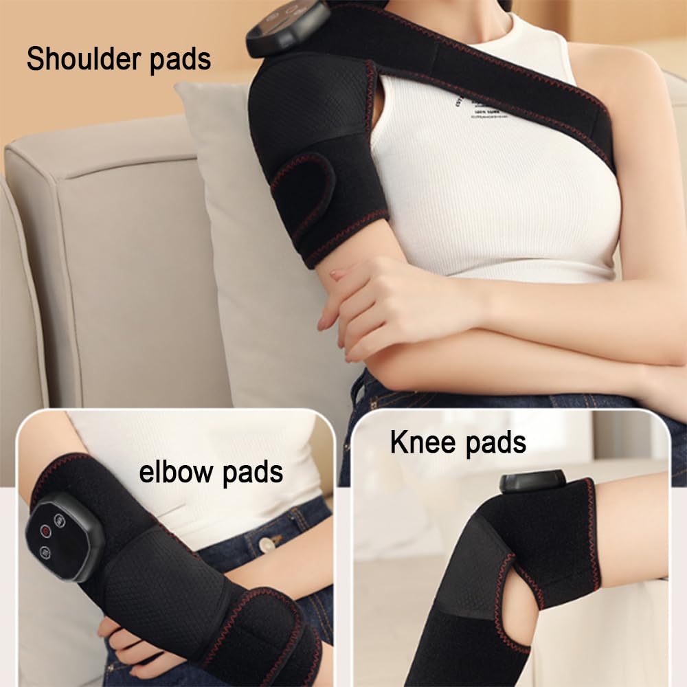 Cordless Heated Knee Massager, MultiFunctional  Rechargeable Heated Knee Brace for Pain Relief Arthritis 3-in-1 Massager for Knee Shoulder Elbow, for Home or Office Use，Gifts for Men Women Seniors