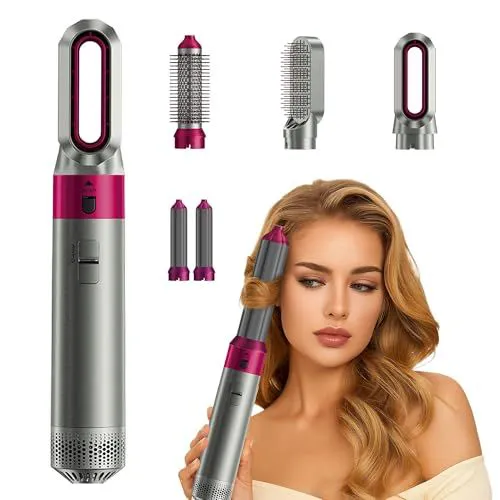 5-In-1 Electric Hair Dryer Hair Comb Negative Ion Straight Curler Brush Blow Dryer Air Comb Removable Brush Kit Tool Hair Dryer Brush Professional Hot Air Brush Set for  Fast Drying Hair Styler