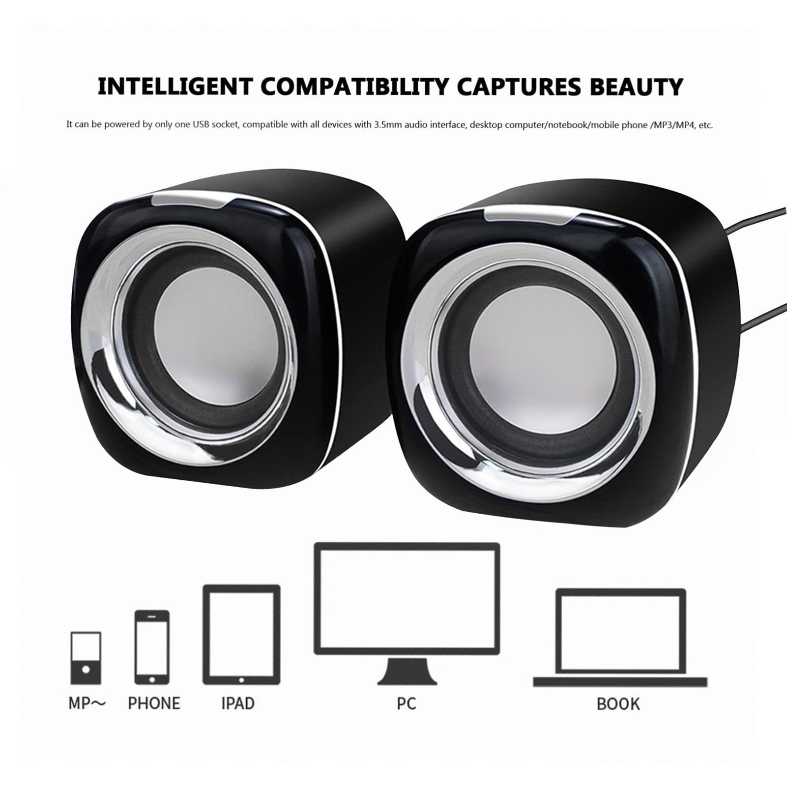 Renew Laptop Audio Speakers, Stereo Speaker System with USB Power Supply, Portable USB Speaker for Desktop, Anti-Interference Portable Speaker for Smartphones, Portable Speaker for Smartphones