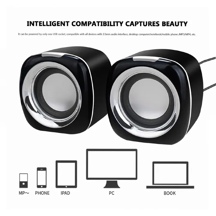 Renew Laptop Audio Speakers, Stereo Speaker System with USB Power Supply, Portable USB Speaker for Desktop, Anti-Interference Portable Speaker for Smartphones, Portable Speaker for Smartphones