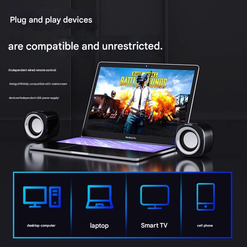 Renew Laptop Audio Speakers, Stereo Speaker System with USB Power Supply, Portable USB Speaker for Desktop, Anti-Interference Portable Speaker for Smartphones, Portable Speaker for Smartphones