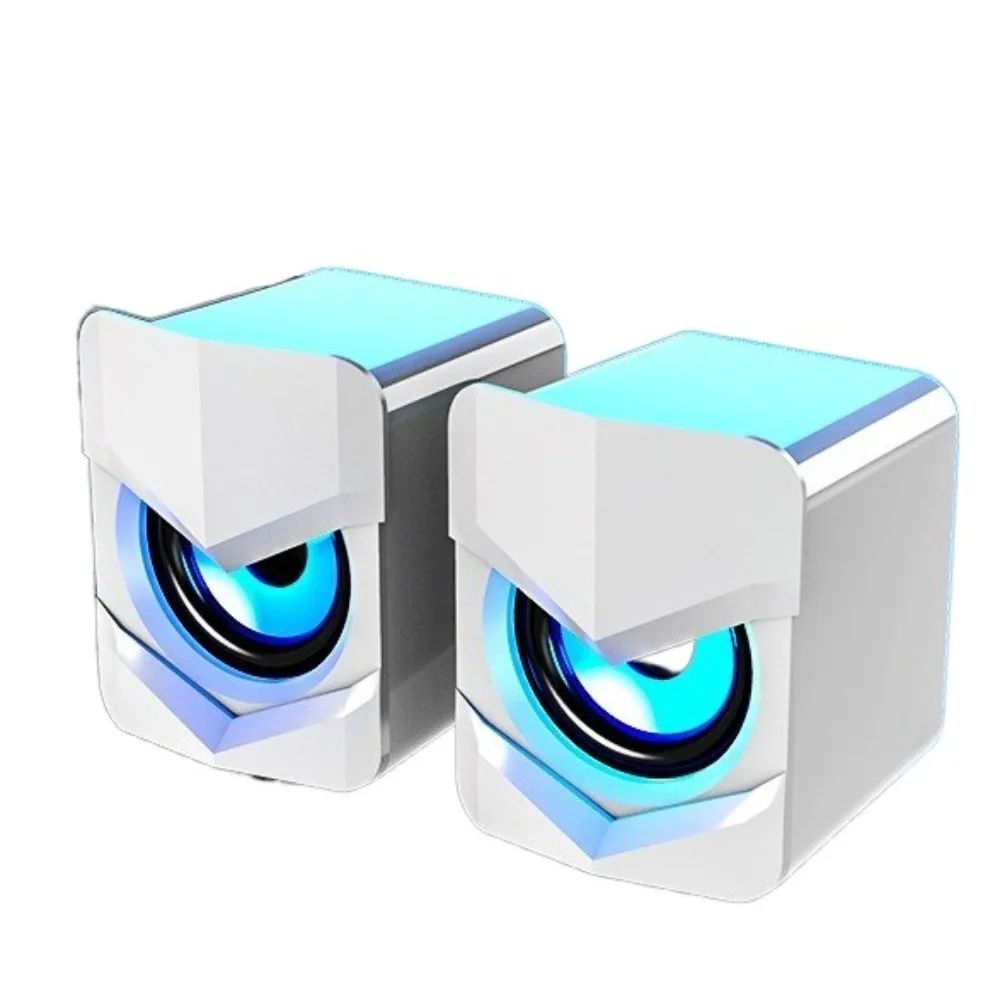Subwoofer RGB Light USB Speaker AUX Audio Portable Wired Small PC Speaker Gaming Speakers with Cool LED Lights USB Volume Control 3.5 mm Stereo Sound Gaming Speakers for PC Smartphone Tablet