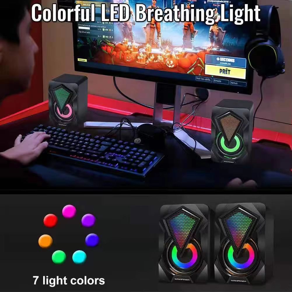 Stereo 2.0 Speaker PC, Boxes with USB Power, RGB LED Light, 6 Watt, 3.5 mm AUX Jack, Gaming Speaker for Laptop, Computer, Monitor, Tablets, Music Player, PS5 New X2 Computer Speaker