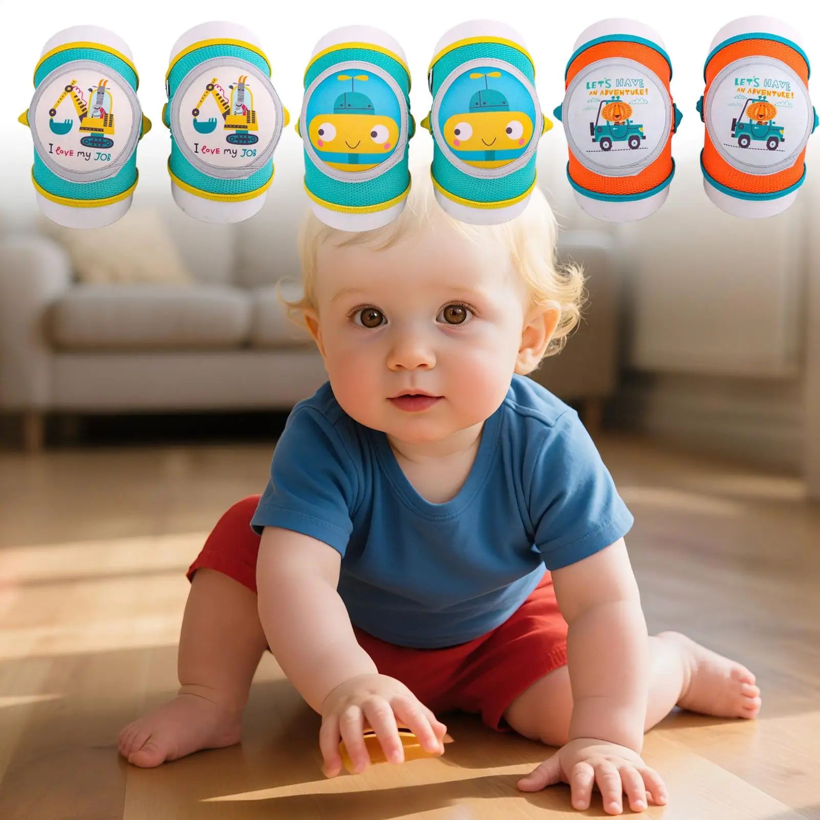 Baby Toddler Anti-slip Knee Pads for Crawling Baby Boys Girls Adjustable Crawling Knee Pads Elastic Leg Warmers Safety Knee Protectors Mesh Breathable Baby Kneepads Knee Protective Cover