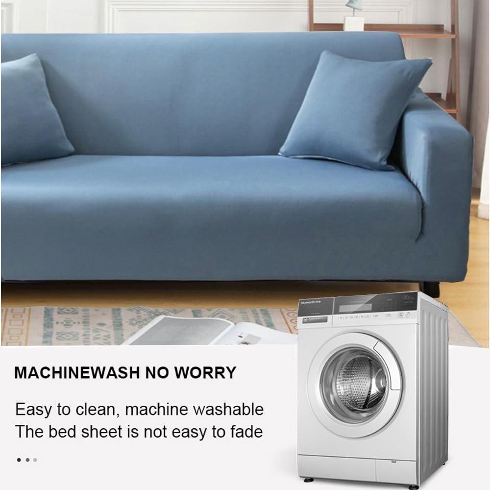 Anti-slip and Dust-proof Fabric Sofa Cover, Nordic-style Elastic Sofa Cover Fabric All-season All-purpose Sand Hair Towel Elastic Solid Color 1-5 Seater Sofa Cover, Extendable Dustproof Washable Cover