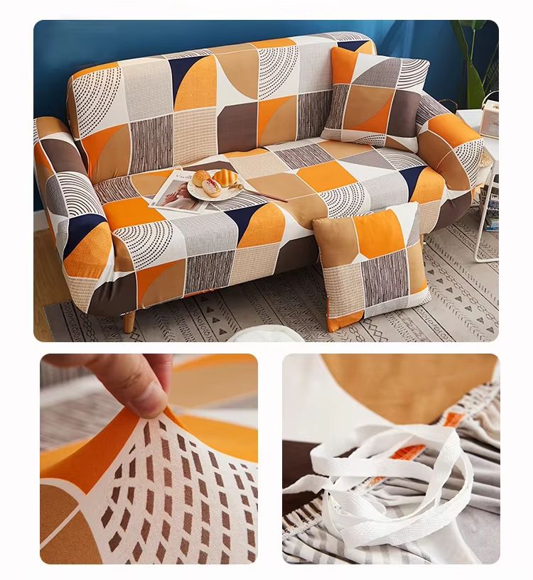 Printed Sofa Cover, Stretch Couch Cover Fabric  All-purpose Sand Hair Towel Elastic 1-5 Seater Stretch Sofa Cover Nordic-style Elastic Sofa Cover, Extendable Dustproof Washable Sofa Slipcovers