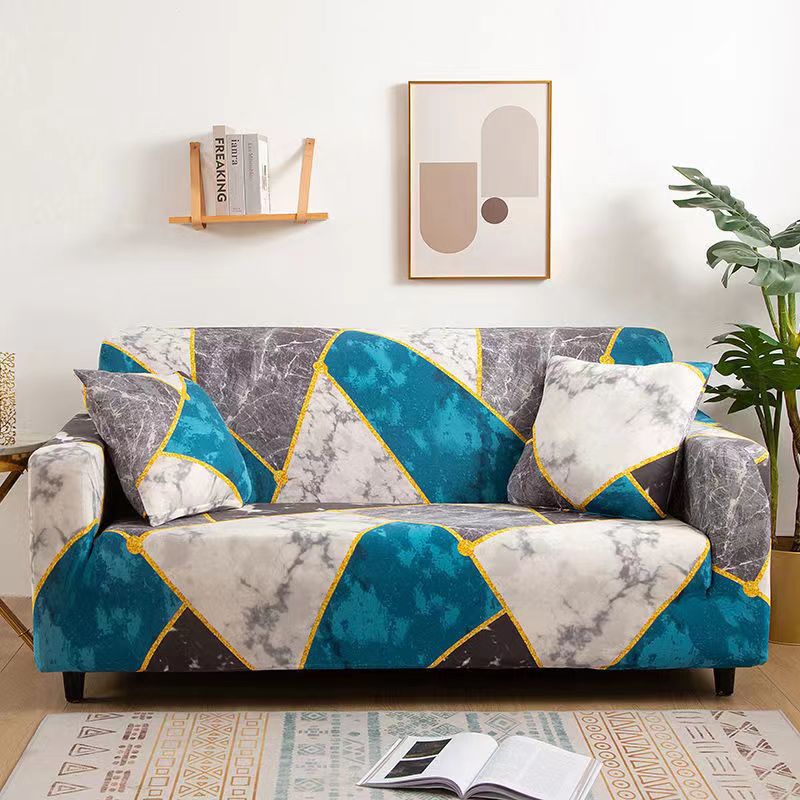 Household Elastic Printed Sofa Cover, Nordic-style Elastic Sofa Cover Fabric All-season All-purpose Sand Hair Towel Elastic Stretch 1-5 Seater Sofa Cover, Extendable Dustproof Washable