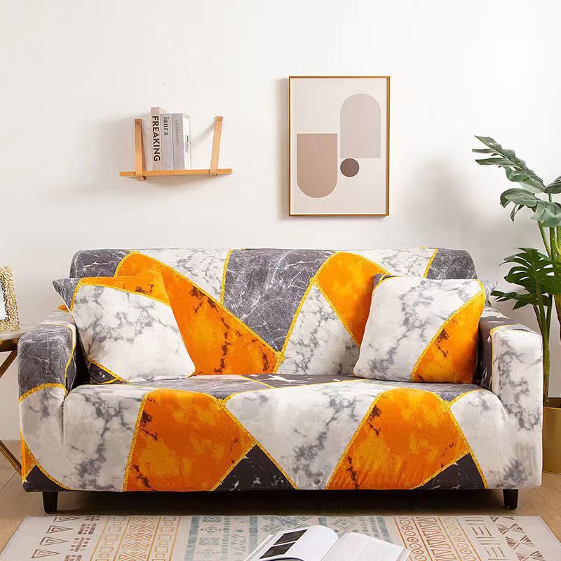 Household Elastic Printed Sofa Cover, Nordic-style Elastic Sofa Cover Fabric All-season All-purpose Sand Hair Towel Elastic Stretch 1-5 Seater Sofa Cover, Extendable Dustproof Washable