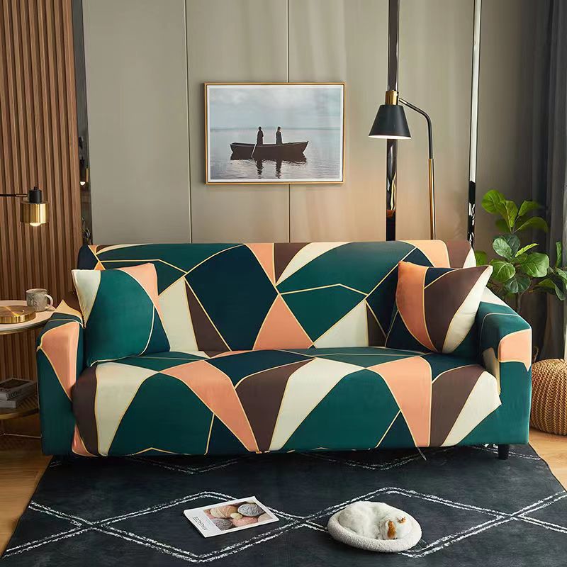 Household Elastic Printed Sofa Cover, Nordic-style Elastic Sofa Cover Fabric All-season All-purpose Sand Hair Towel Elastic Stretch 1-5 Seater Sofa Cover, Extendable Dustproof Washable