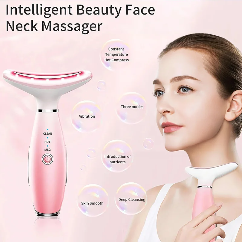 Neck Face Massager Portable Face Sculpting Tool 3 Modes Facial Massager Neck Face Beauty Device Microcurrent Face Lifting Machine Vibration LED Facial Massager Double Chin Remover Skin Care Tools