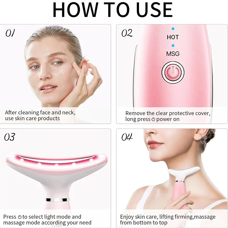 Neck Face Massager Portable Face Sculpting Tool 3 Modes Facial Massager Neck Face Beauty Device Microcurrent Face Lifting Machine Vibration LED Facial Massager Double Chin Remover Skin Care Tools