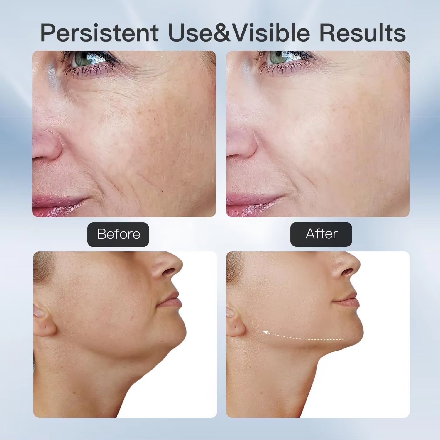 Neck Face Massager Portable Face Sculpting Tool 3 Modes Facial Massager Neck Face Beauty Device Microcurrent Face Lifting Machine Vibration LED Facial Massager Double Chin Remover Skin Care Tools