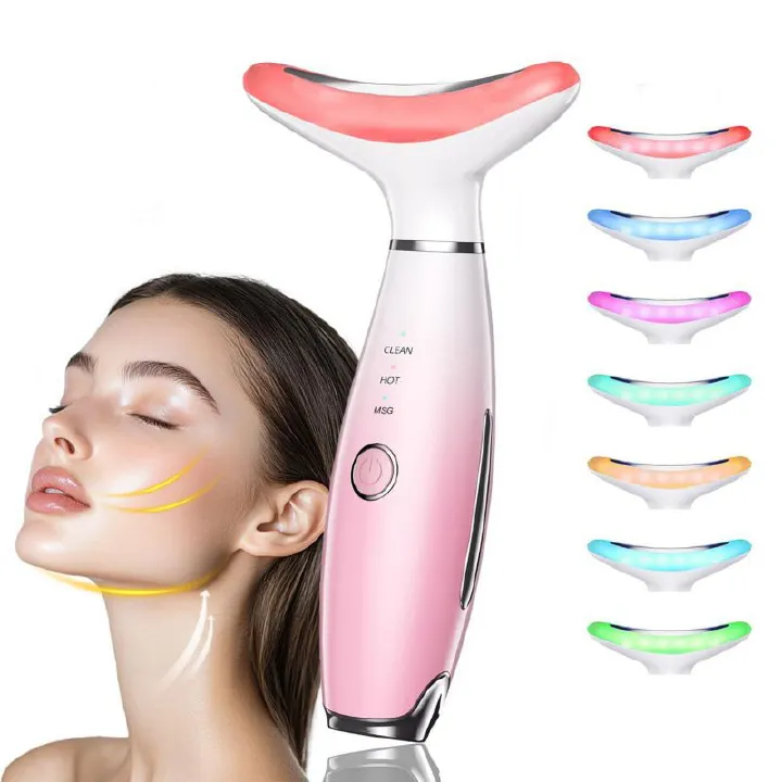Neck Face Massager Portable Face Sculpting Tool 3 Modes Facial Massager Neck Face Beauty Device Microcurrent Face Lifting Machine Vibration LED Facial Massager Double Chin Remover Skin Care Tools