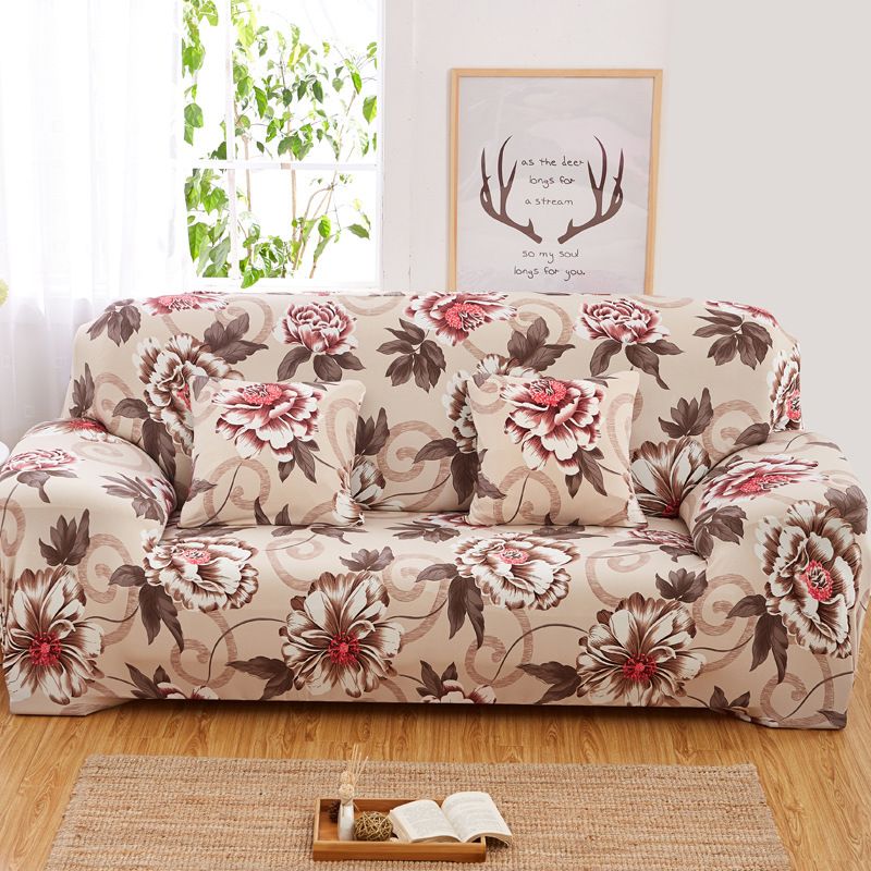 Household Elastic Printed Sofa Cover, Fabric All-season All-purpose Sand Hair Towel Elastic 1-5 Seater Stretch Sofa Cover Nordic-style Elastic Sofa Cover, Extendable Dustproof Washable Sofa Slipcovers