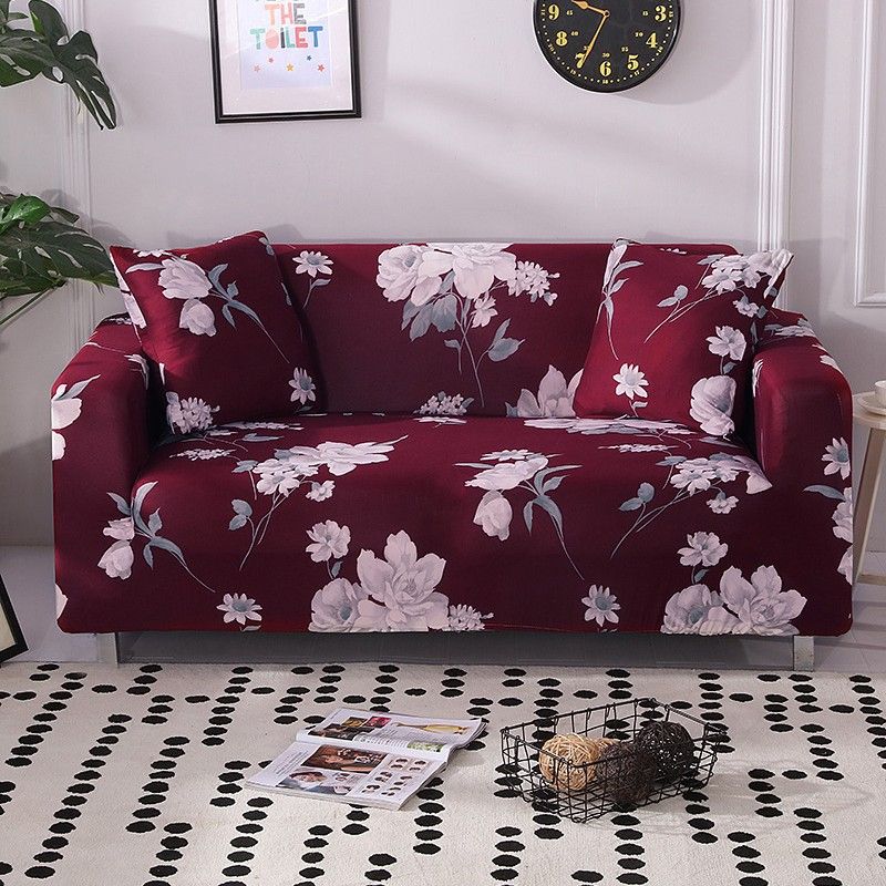 Household Elastic Printed Sofa Cover, Fabric All-season All-purpose Sand Hair Towel Elastic 1-5 Seater Stretch Sofa Cover Nordic-style Elastic Sofa Cover, Extendable Dustproof Washable Sofa Slipcovers