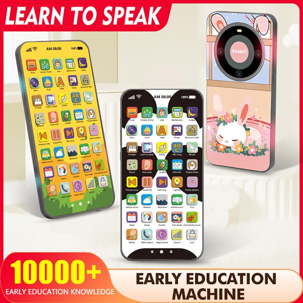 Rechargeable Baby Phone Toys for 1 Year Old Boys Girls Gifts, Musical Baby Sounds Toys for Babies 12-18 Months, Interactive Cell Phone Toy with 10,000+ Educational Content In English Version Best Gift