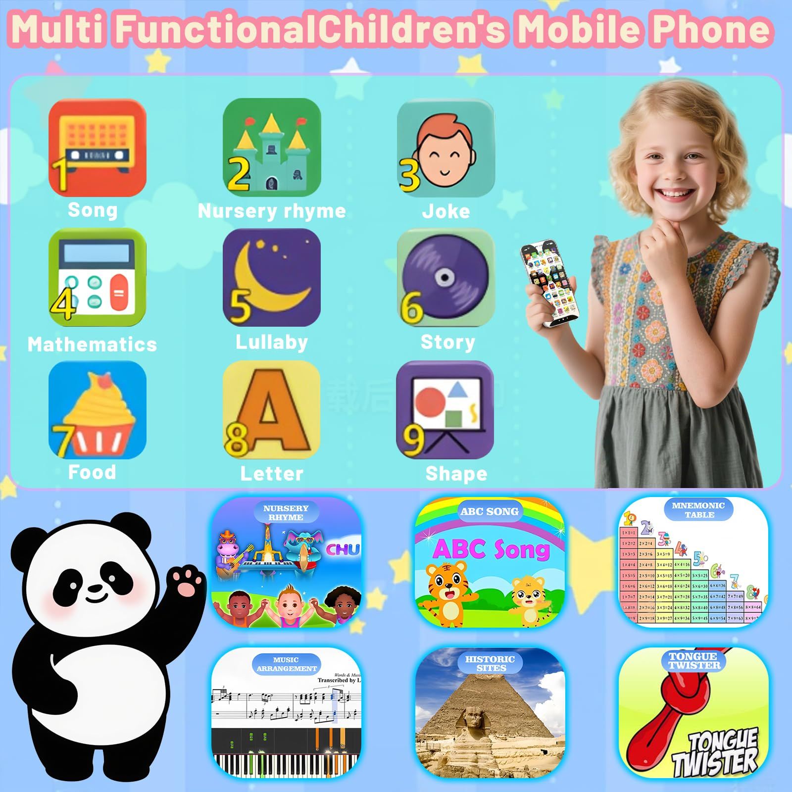 Rechargeable Baby Phone Toys for 1 Year Old Boys Girls Gifts, Musical Baby Sounds Toys for Babies 12-18 Months, Interactive Cell Phone Toy with 10,000+ Educational Content In English Version Best Gift