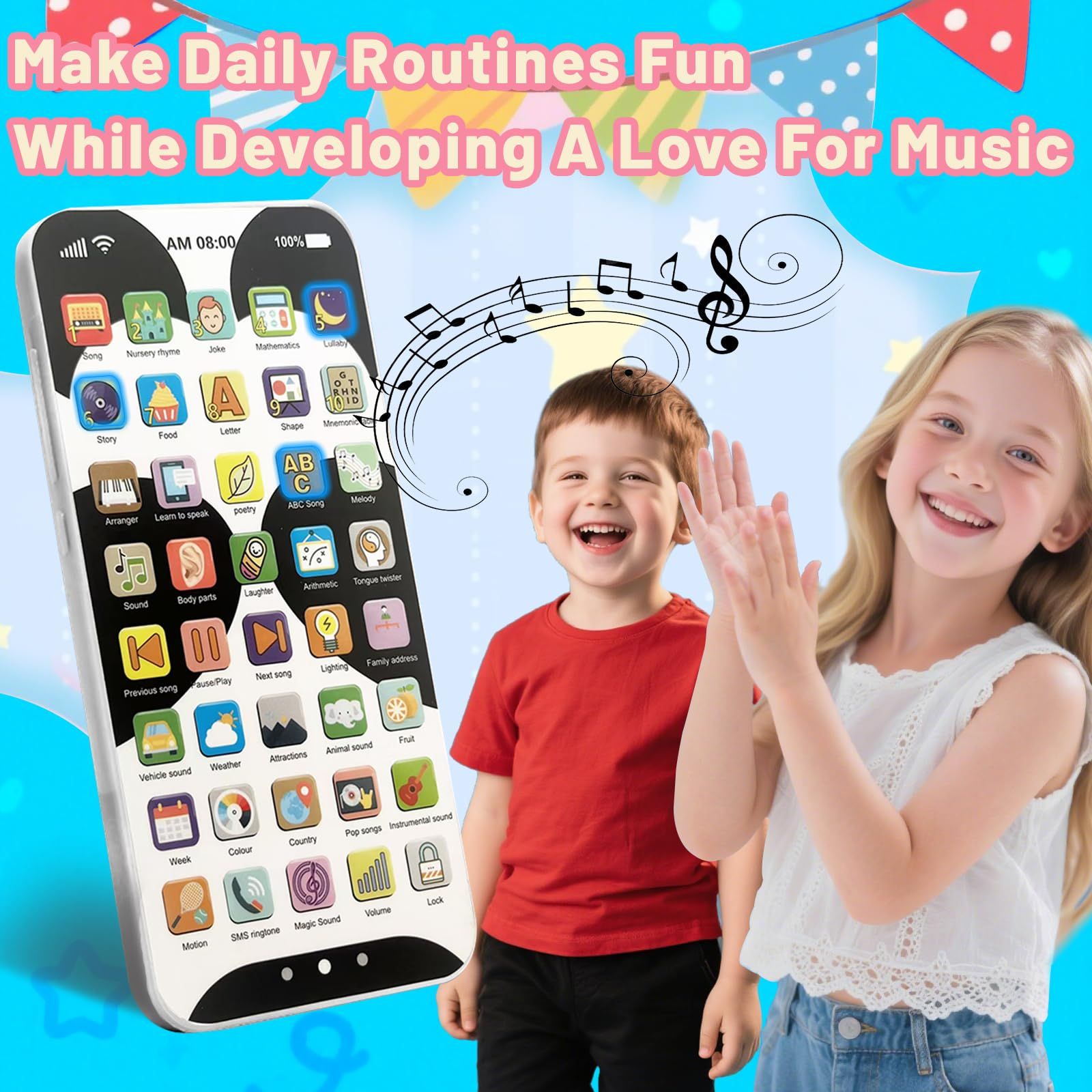 Rechargeable Baby Phone Toys for 1 Year Old Boys Girls Gifts, Musical Baby Sounds Toys for Babies 12-18 Months, Interactive Cell Phone Toy with 10,000+ Educational Content In English Version Best Gift