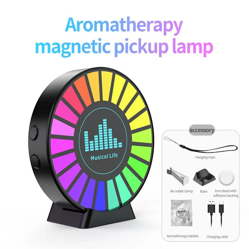 RGB Sound Control Fragrance Light LED Music Rhythm Ambient Lights Clip-on Air Vent Freshener Pickup Lamp Universal Interior Accessories for Car Home Party