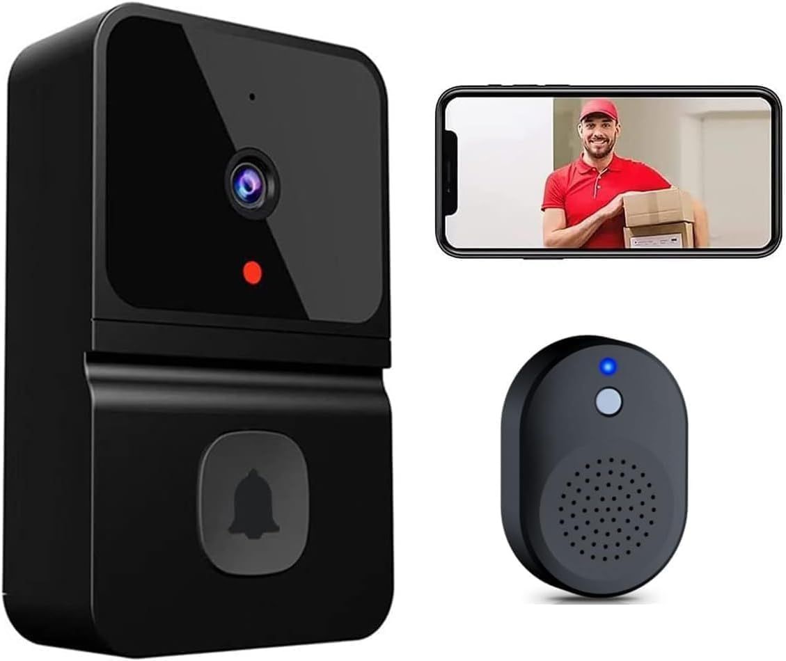 New Wireless Smart Video Door Wireless WiFi Video Doorbell with Camera Smart Security Video Doorbell Camera with Cloud Storage, Two-Way Audio Home Intercom, Battery Powered, Live View, HD Night Vision
