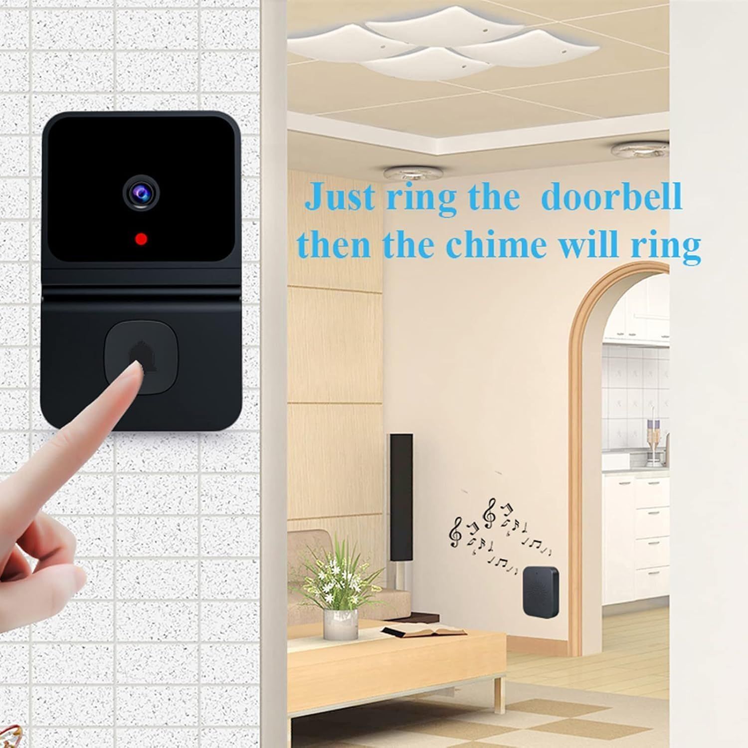 New Wireless Smart Video Door Wireless WiFi Video Doorbell with Camera Smart Security Video Doorbell Camera with Cloud Storage, Two-Way Audio Home Intercom, Battery Powered, Live View, HD Night Vision