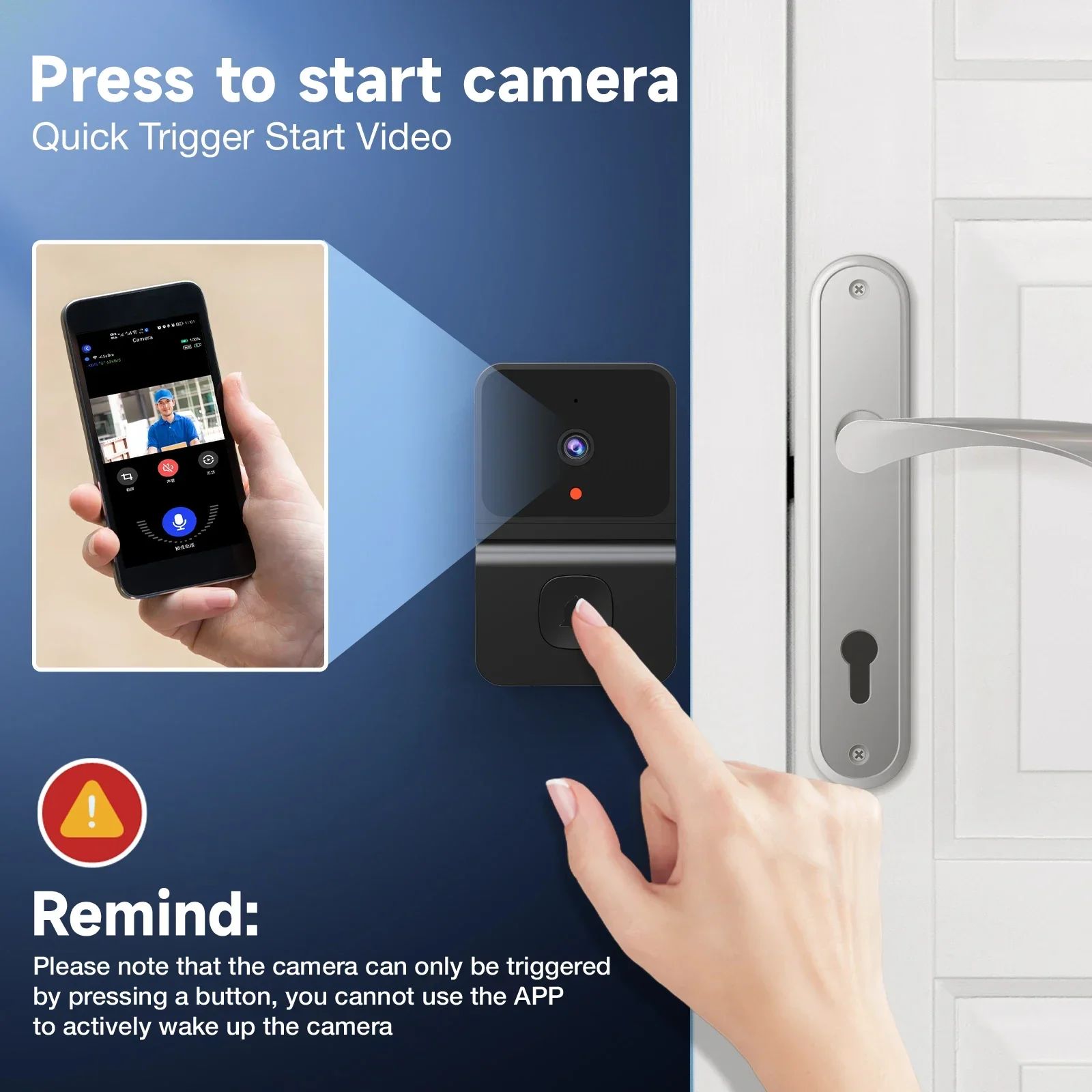 New Wireless Smart Video Door Wireless WiFi Video Doorbell with Camera Smart Security Video Doorbell Camera with Cloud Storage, Two-Way Audio Home Intercom, Battery Powered, Live View, HD Night Vision
