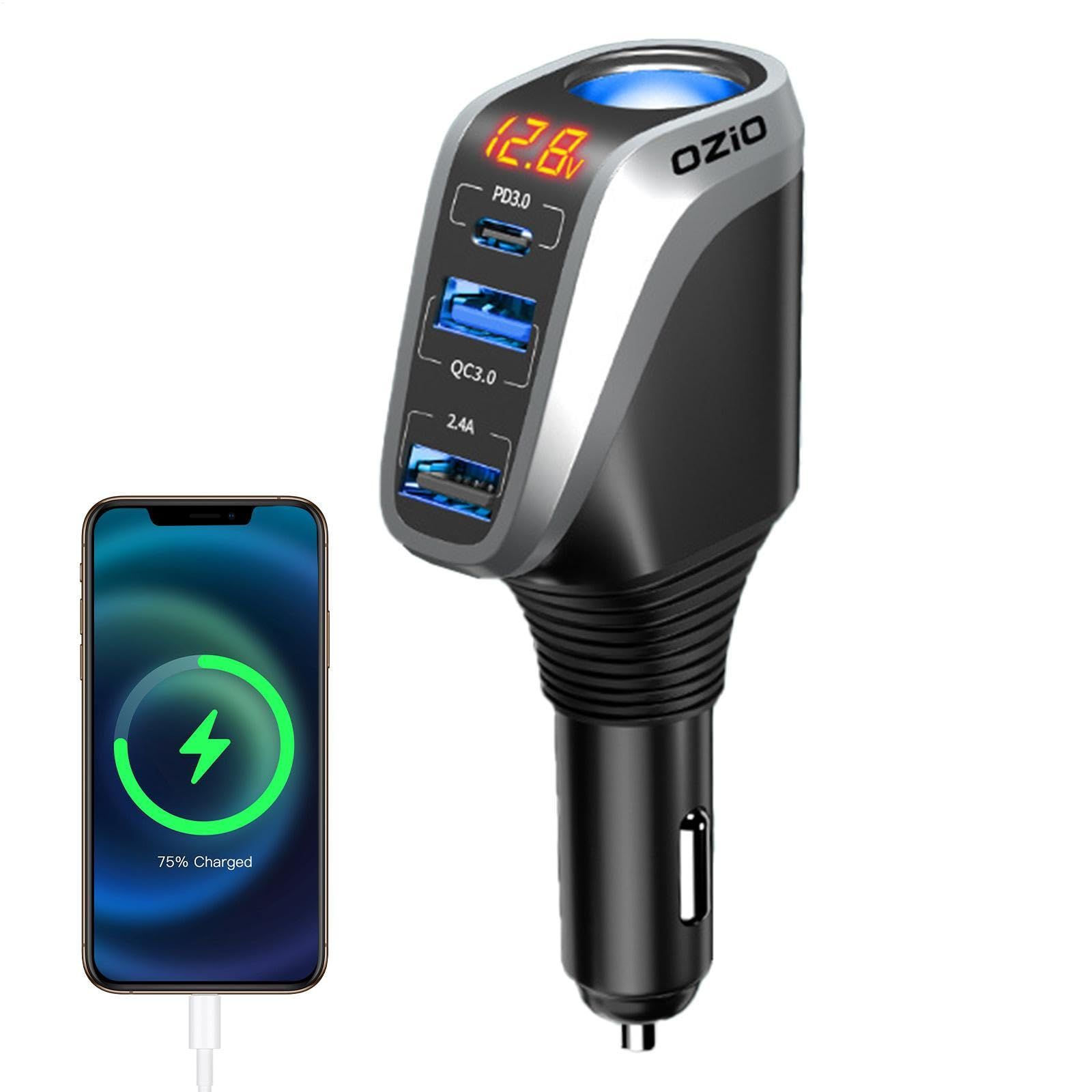 188W Car Charger QC3.0 PD20W High-Speed Charging 3-Port USB Adapter Compatible with iPhone/Samsung 12V/24V Lighter Socket High-Speed Charging New 2026 Model with Reliable Electronic Components