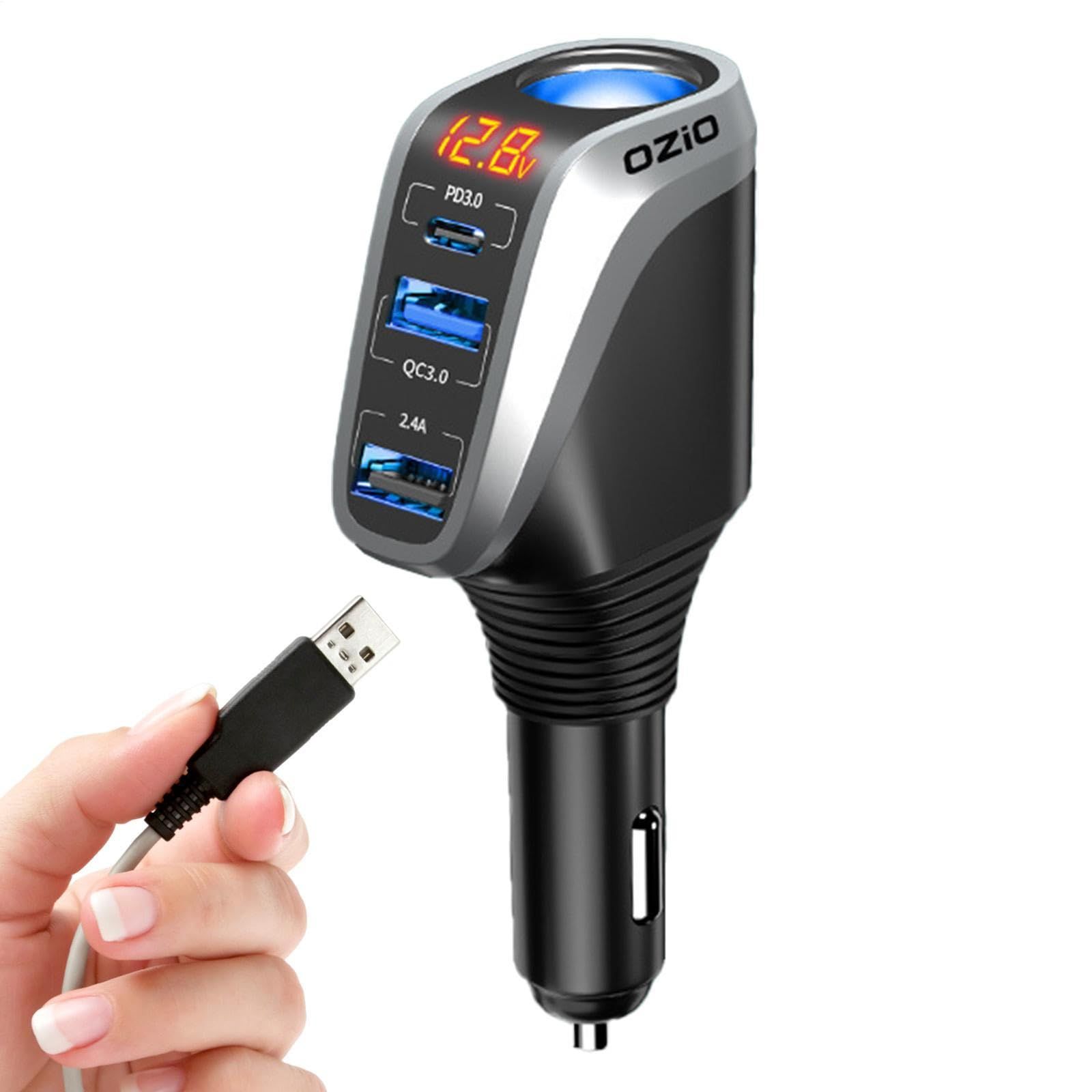 188W Car Charger QC3.0 PD20W High-Speed Charging 3-Port USB Adapter Compatible with iPhone/Samsung 12V/24V Lighter Socket High-Speed Charging New 2026 Model with Reliable Electronic Components