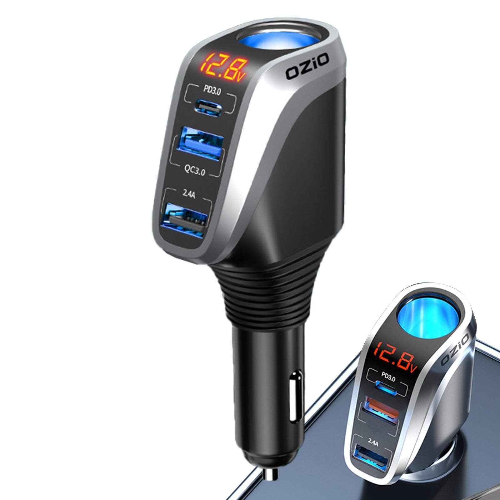 188W Car Charger QC3.0 PD20W High-Speed Charging 3-Port USB Adapter Compatible with iPhone/Samsung 12V/24V Lighter Socket High-Speed Charging New 2026 Model with Reliable Electronic Components