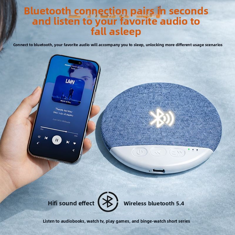 New Ultra Thin Mini Sleeping Bluetooth Speaker White Noise HiFi Stereo Sound Wireless MP3 Music Player Timed Shutdown Audio Player  Portable Wireless Sleep Headphones for Home, Bedroom, Perfect Gift