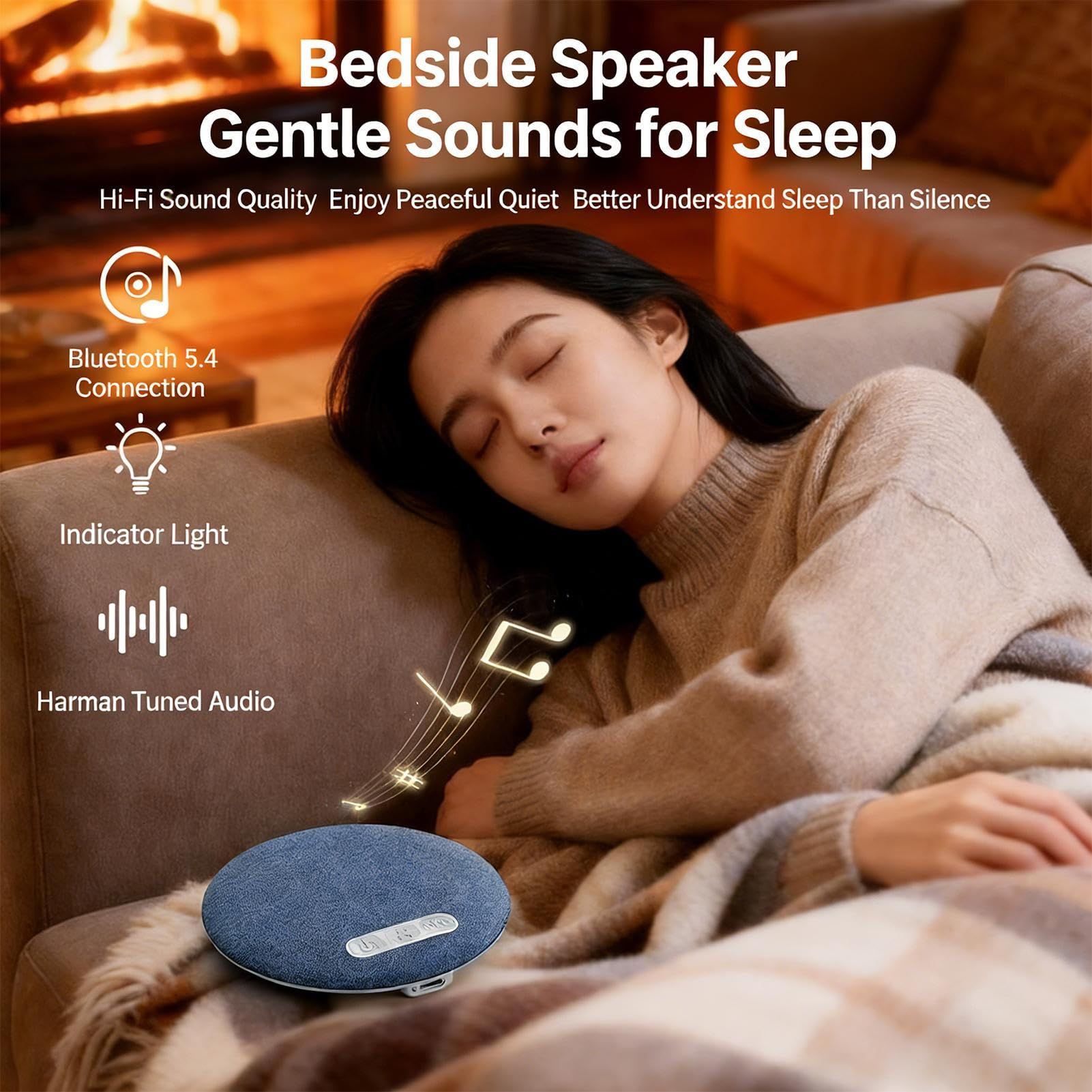 New Ultra Thin Mini Sleeping Bluetooth Speaker White Noise HiFi Stereo Sound Wireless MP3 Music Player Timed Shutdown Audio Player  Portable Wireless Sleep Headphones for Home, Bedroom, Perfect Gift