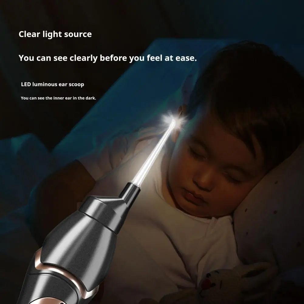 New Electric Ear Wax Remover with Built-in LED Lights Ear Pick Spoon Low Noise USB Charging Spiral Ear Cleaning Tool Sturdy USB Electric Luminous Spoon Set, Ear Cleaning Tool for Adults Kids