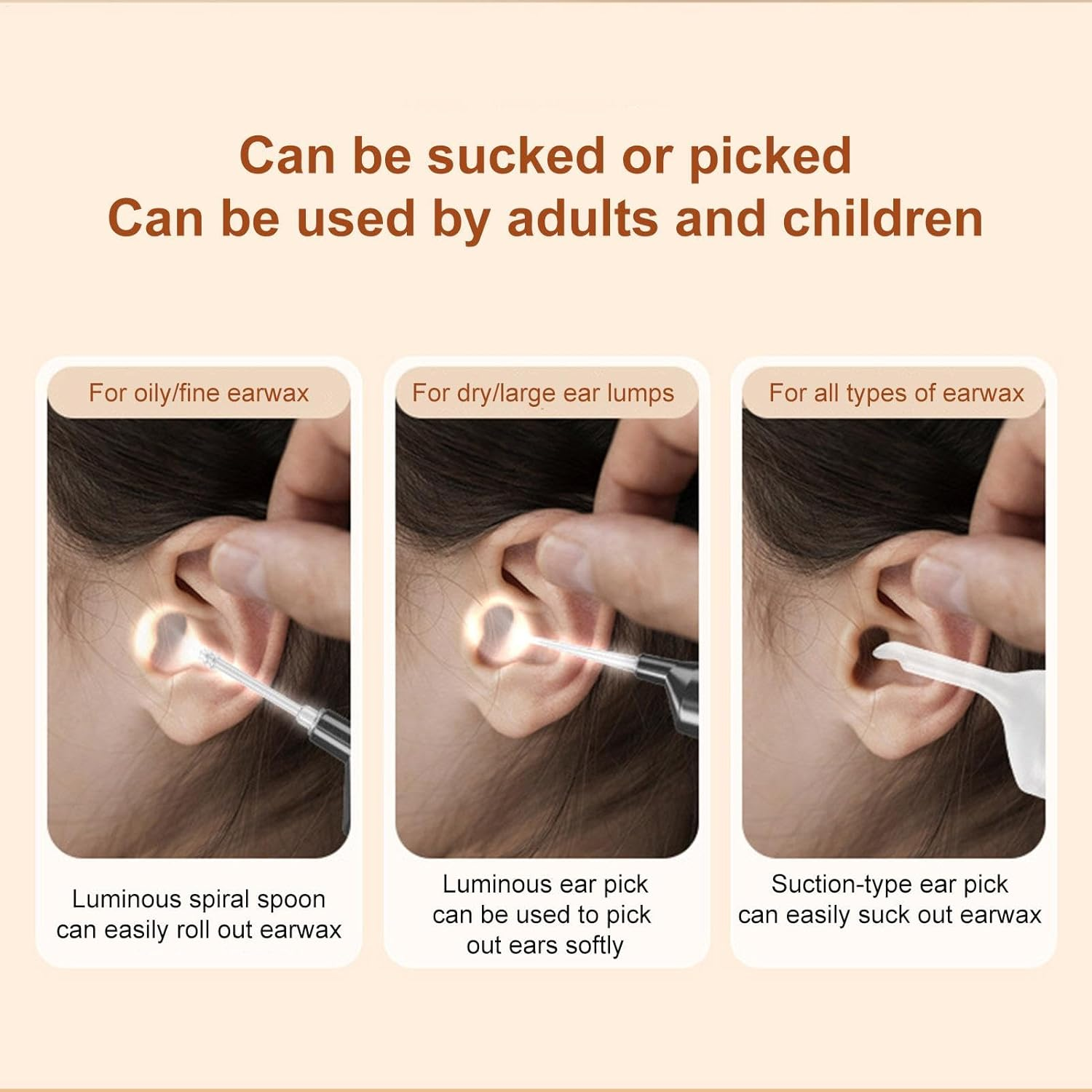 New Electric Ear Wax Remover with Built-in LED Lights Ear Pick Spoon Low Noise USB Charging Spiral Ear Cleaning Tool Sturdy USB Electric Luminous Spoon Set, Ear Cleaning Tool for Adults Kids