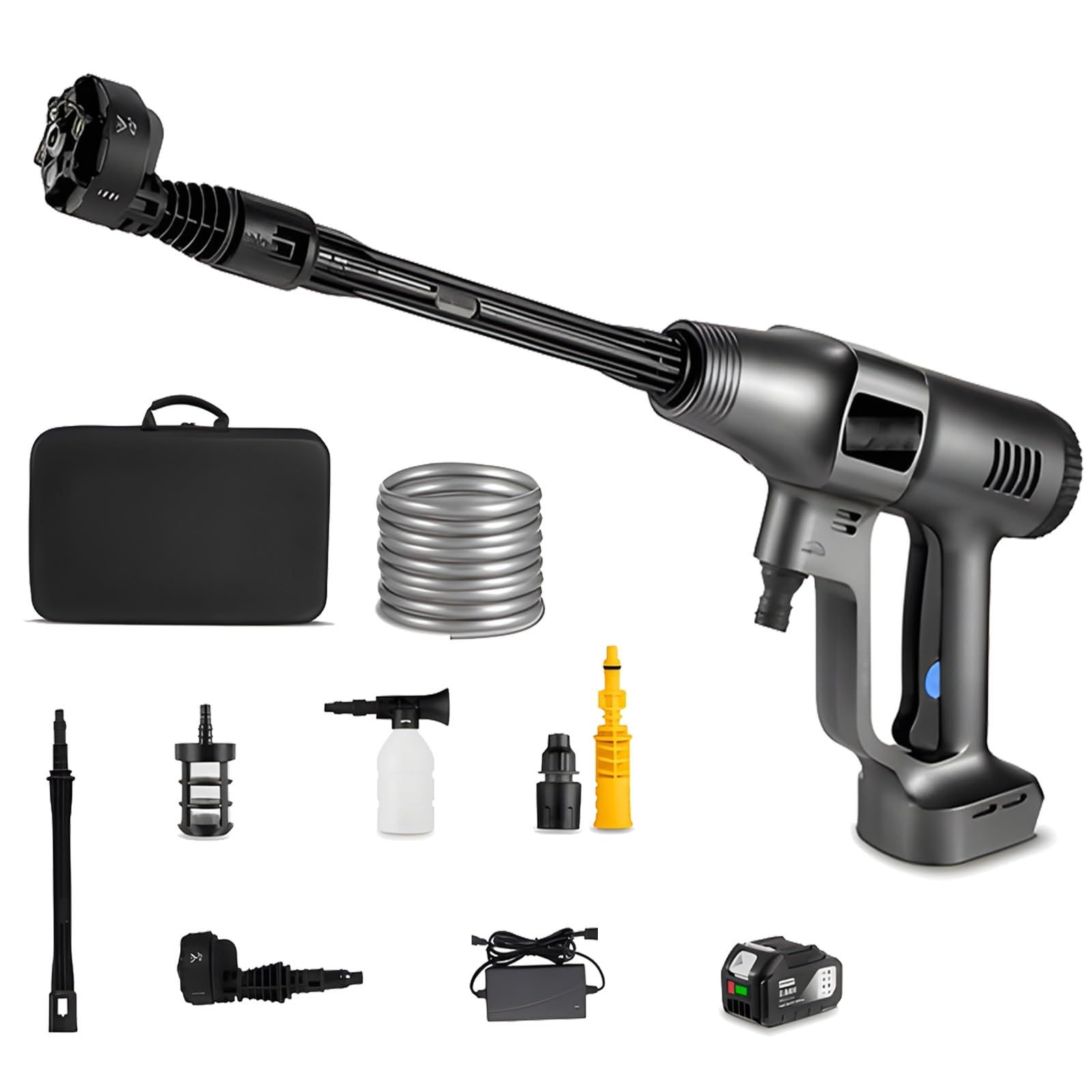 Electric Power Washer High Pressure Water Gun, Cordless Pressure Washer Gun, Portable Power Washer, Battery Operated Power Washer, 6 in 1 Spray Nozzles Car Washer,3  Gear Speed Pressure Cleaner
