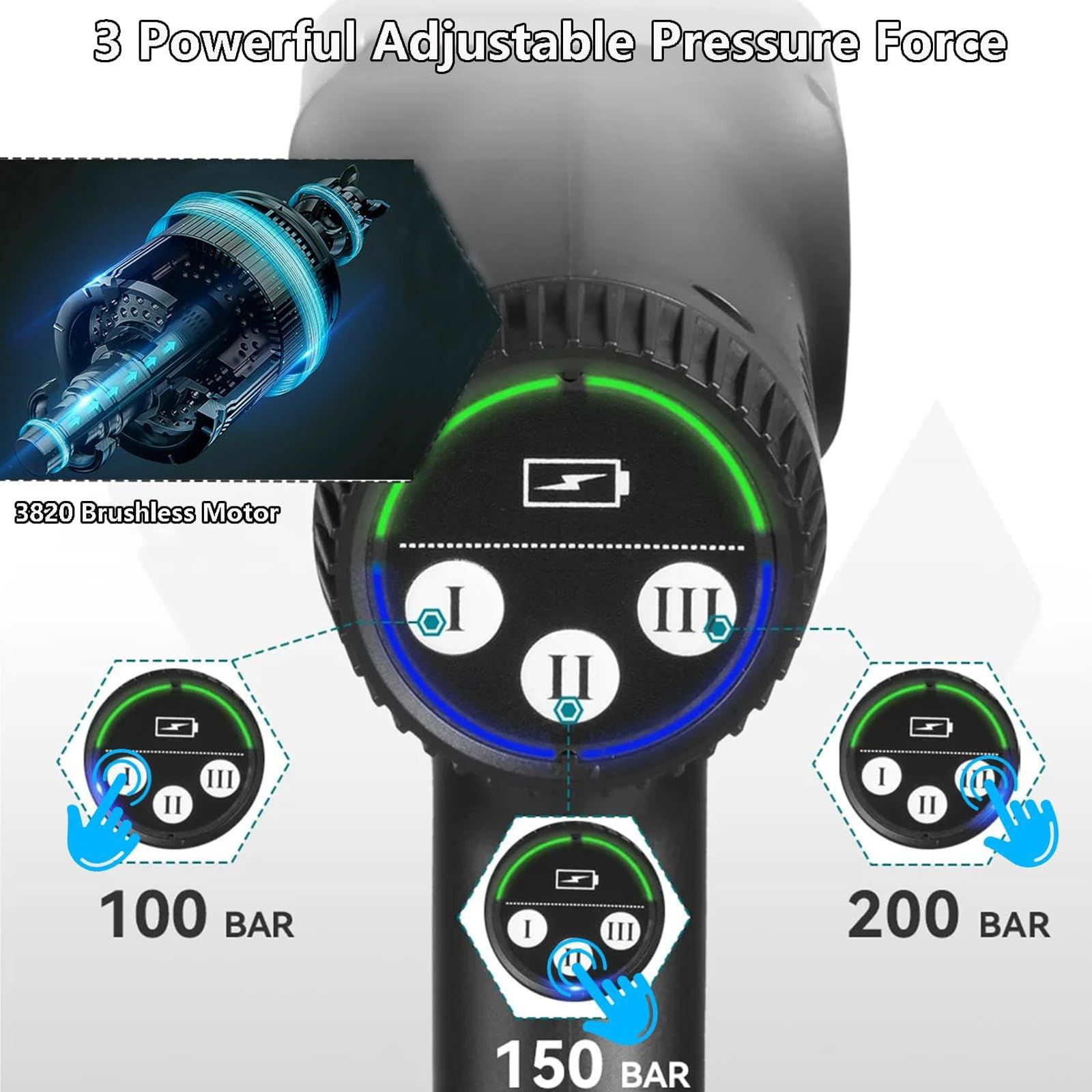 Electric Power Washer High Pressure Water Gun, Cordless Pressure Washer Gun, Portable Power Washer, Battery Operated Power Washer, 6 in 1 Spray Nozzles Car Washer,3  Gear Speed Pressure Cleaner