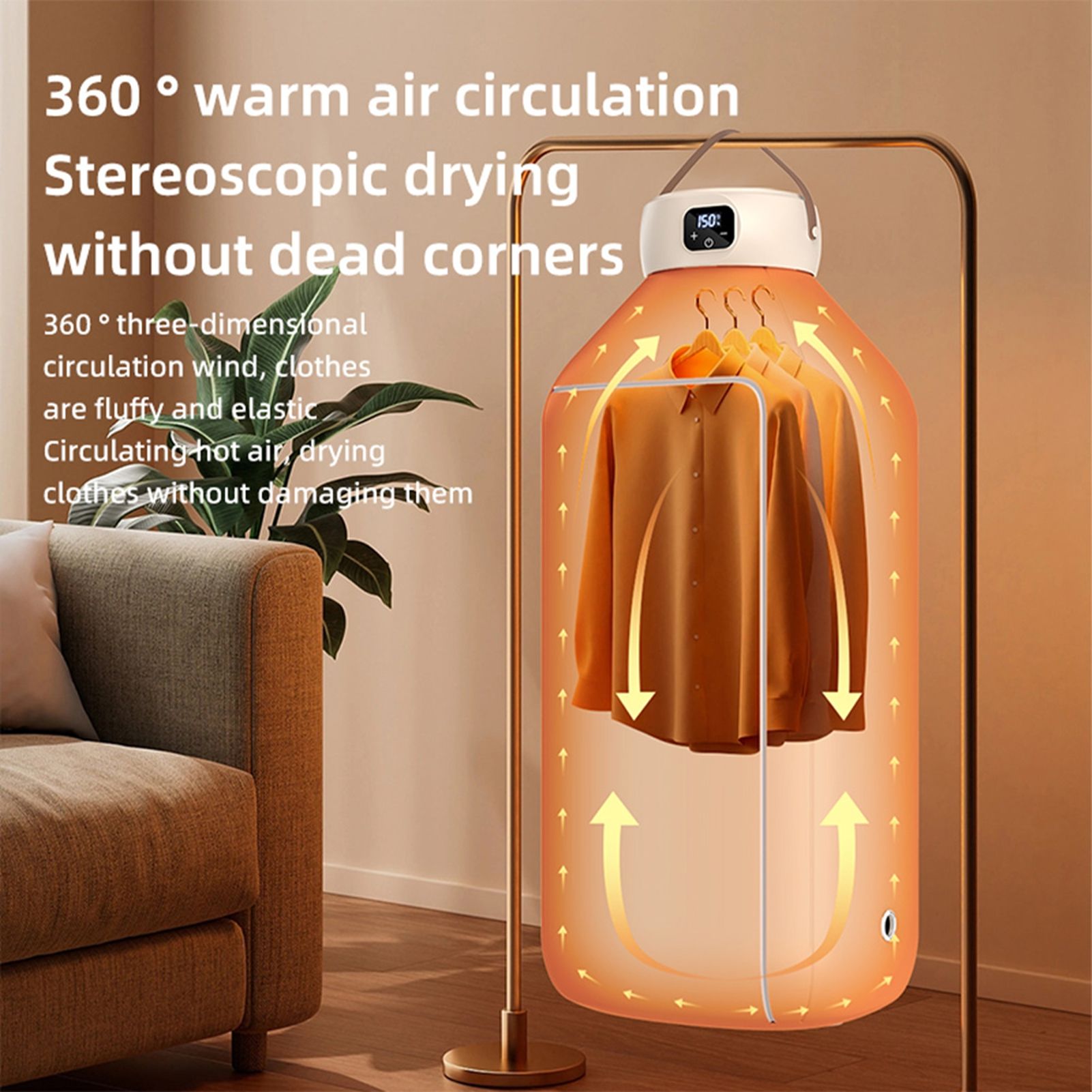 New Home Portable Multifunctional Dryer Electric Clothes Dryer Low-noise Foldable Laundry Dryer Warm air Heating clothing  Foldable Electric Clothes Dryer Electric Heated Clothes Airer for Camping RV