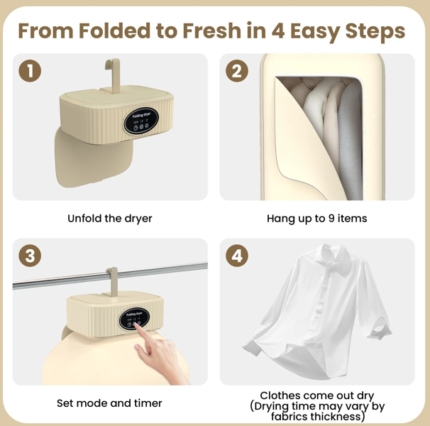 New Home Portable Multifunctional Dryer Electric Clothes Dryer Low-noise Foldable Laundry Dryer Warm air Heating clothing  Foldable Electric Clothes Dryer Electric Heated Clothes Airer for Camping RV