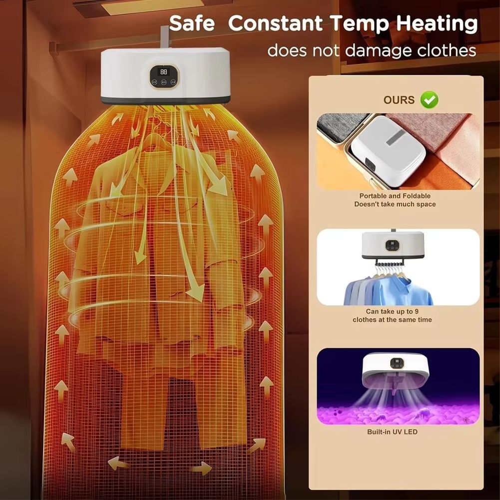 New Home Portable Multifunctional Dryer Electric Clothes Dryer Low-noise Foldable Laundry Dryer Warm air Heating clothing  Foldable Electric Clothes Dryer Electric Heated Clothes Airer for Camping RV