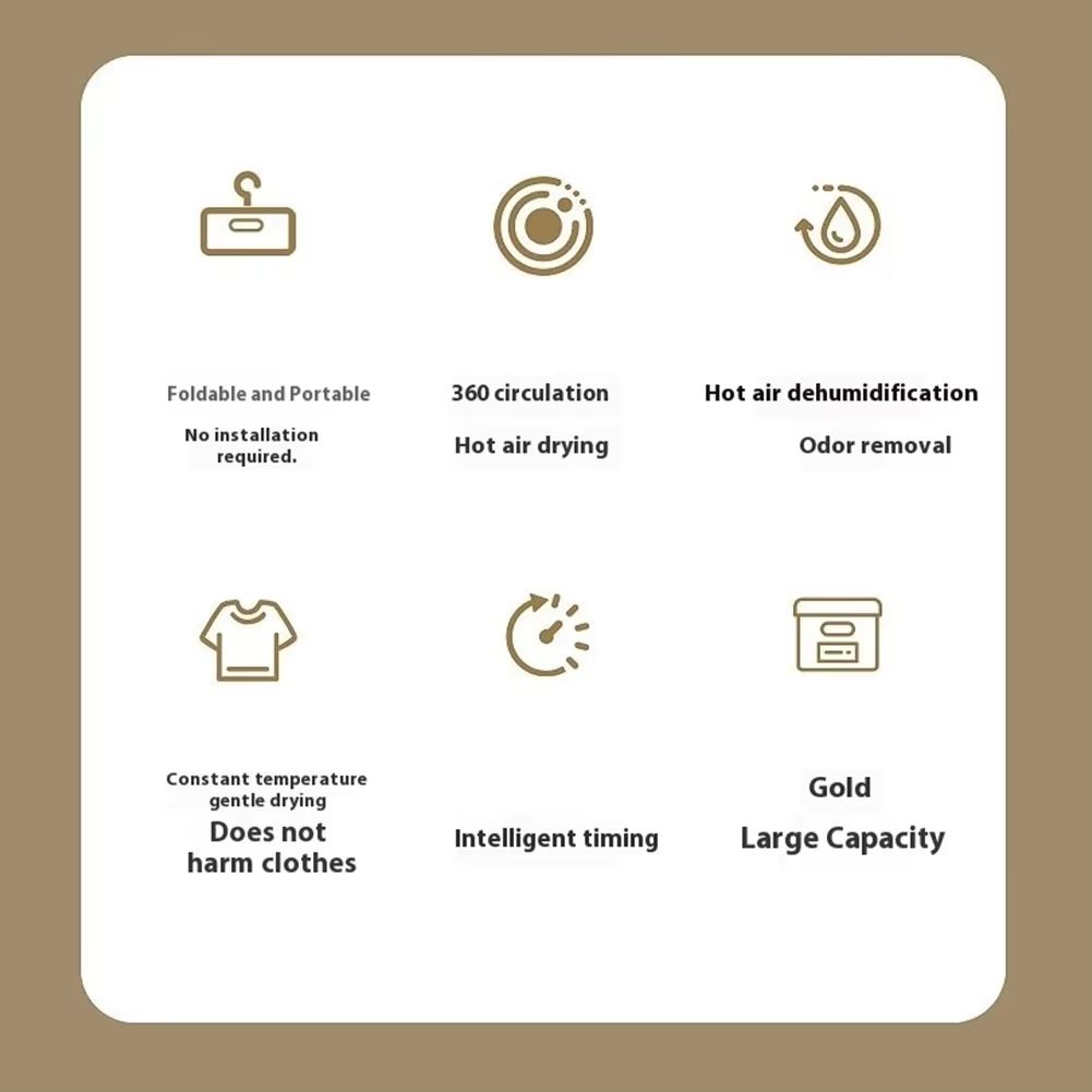 New Home Portable Multifunctional Dryer Electric Clothes Dryer Low-noise Foldable Laundry Dryer Warm air Heating clothing  Foldable Electric Clothes Dryer Electric Heated Clothes Airer for Camping RV